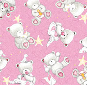 Popcorn Baby Bear Hugs by QT- Bear Bright Star on Pink